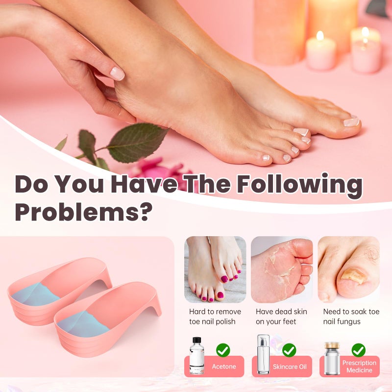 Yokilly Toe Nail Soaking Bowl: Large Size Acetone Proof Toe Soaking Tray for DIY enthusiasts Home Use - Shoe Design Foot Soaking Bath Tub for Soak Off Dip Powder Gel Polish Remover (Pink) - Image 3